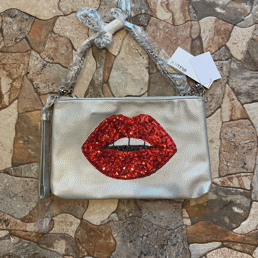 JustFab Sequin Lip Bag